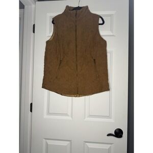 Easel  Corduroy Quilted Puffer Vest Brown Large